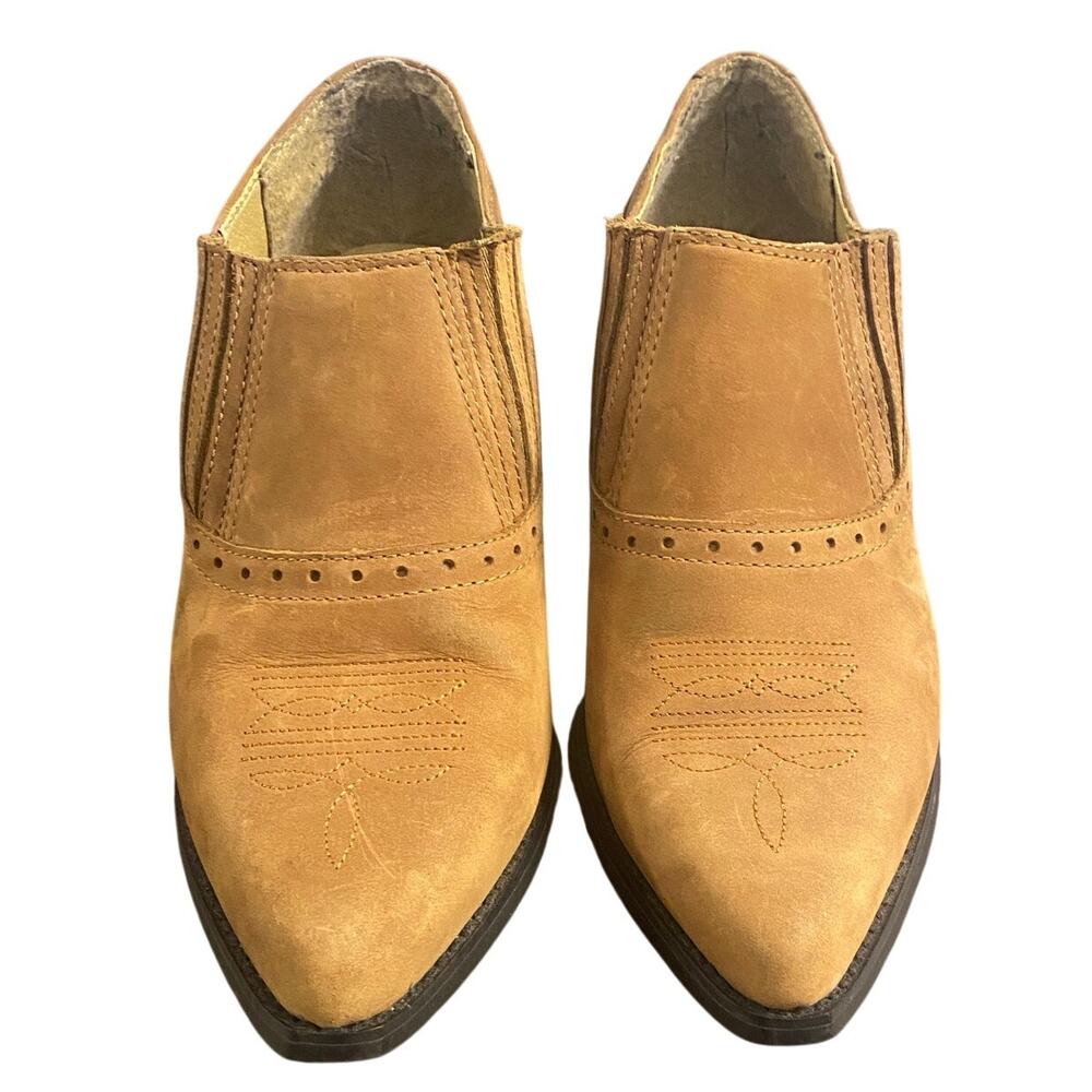 Dingo Cowgirl Western Ankle Booties Tan Leather Cowboy Boots 7.5 Country Boho